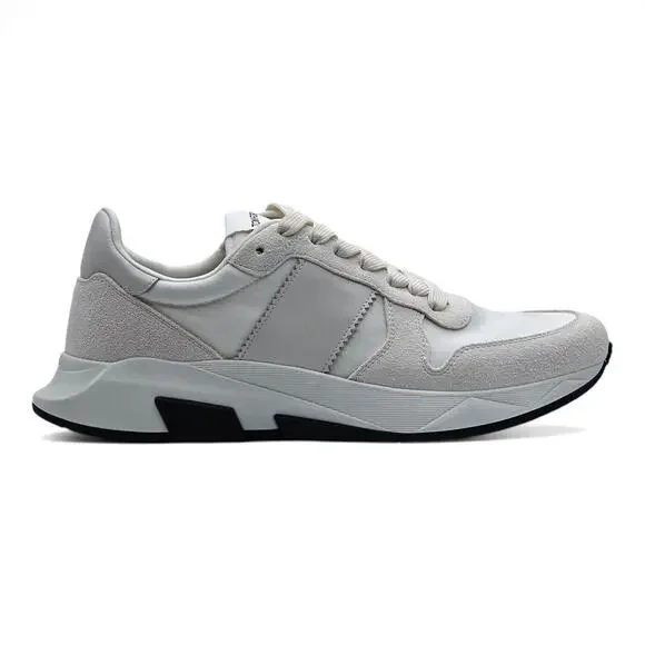 Tom Ford Jagga Leather-Trimmed Suede and Mesh Sneakers in White size 9 US / 8 UK